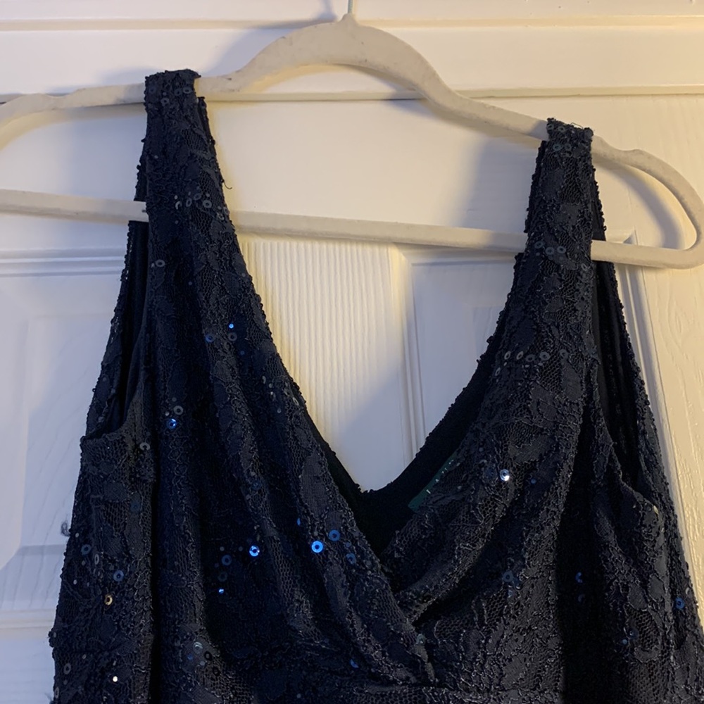 Ralph Lauren navy sleeveless sequined & lace party dress !!! - Picture 6 of 9